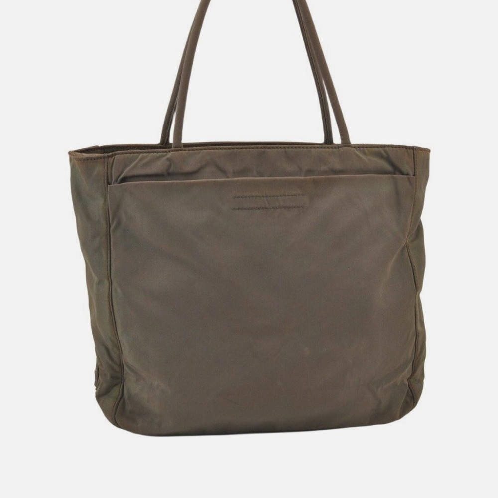 Authentic PRADA Nylon Tessuto Shoulder Tote Bag Khaki - Picture 2 of 12